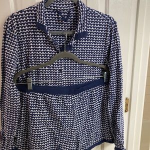 Kate Spade navy hearts knit pajamas.